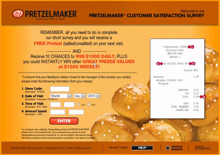TellPretzelmaker Customer Satisfaction Survey